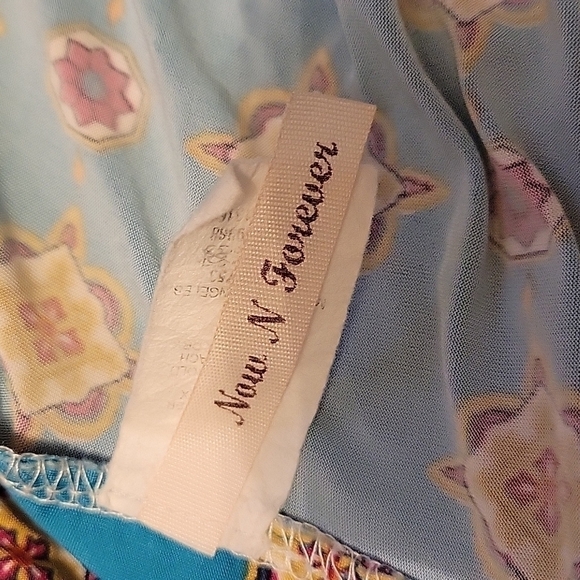 3/$30 NOW N FOREVER Turquoise Paisley Split Neck Half Sleeve Tunic Blouse - Picture 6 of 8